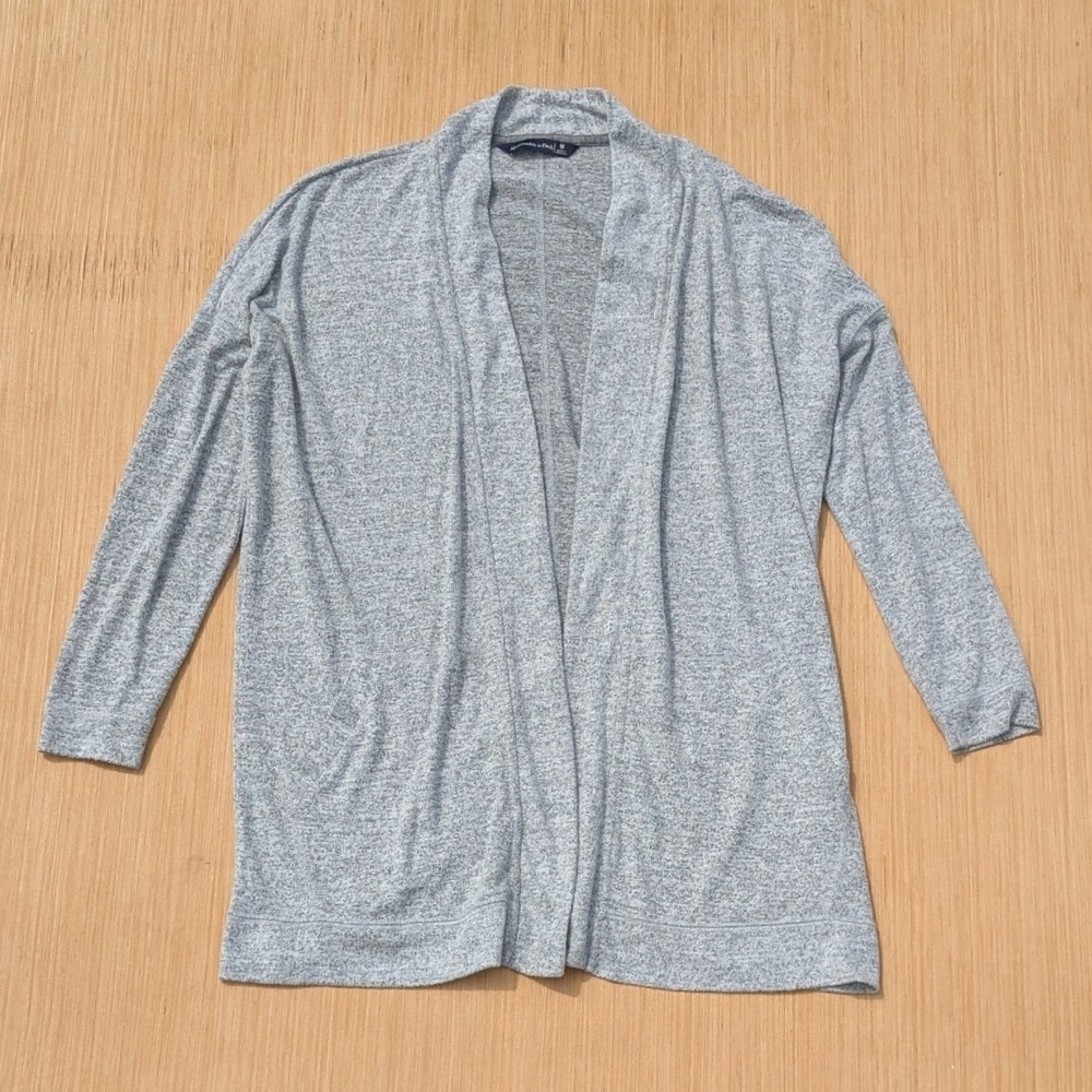 Abercrombie‎ & Fitch Gray Open Front Cardigan Sweater Comfy Knit Women's Medium